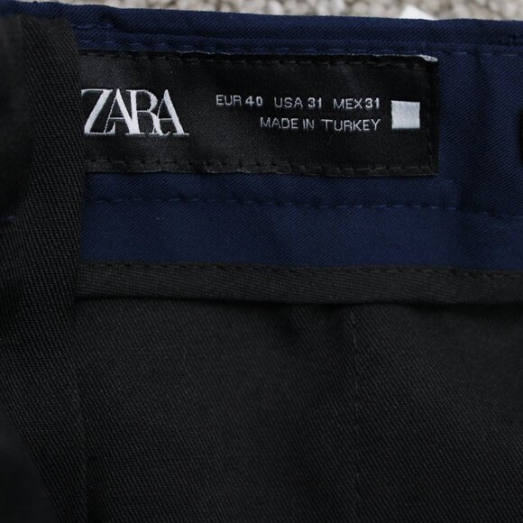 ZARA Dress Pants NWT Mens 32x32 Blue Polyester/Viscose Stretch Flat Front - Picture 11 of 15